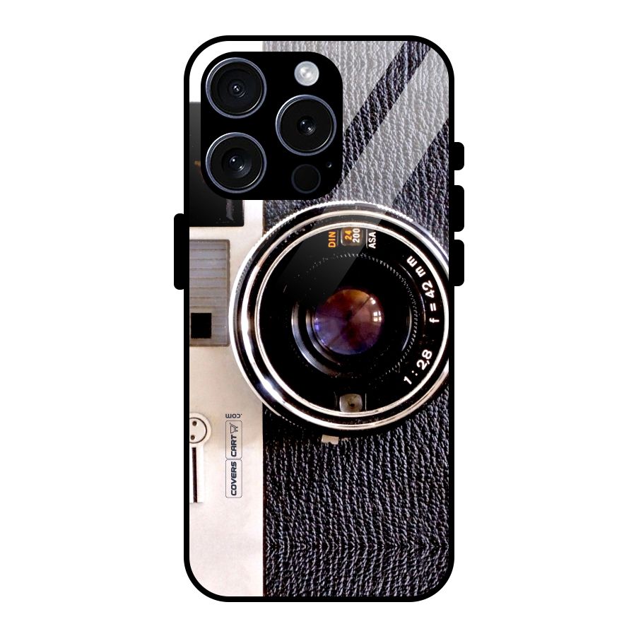 Vintage Camera Glass Back Case for iPhone 15 Pro