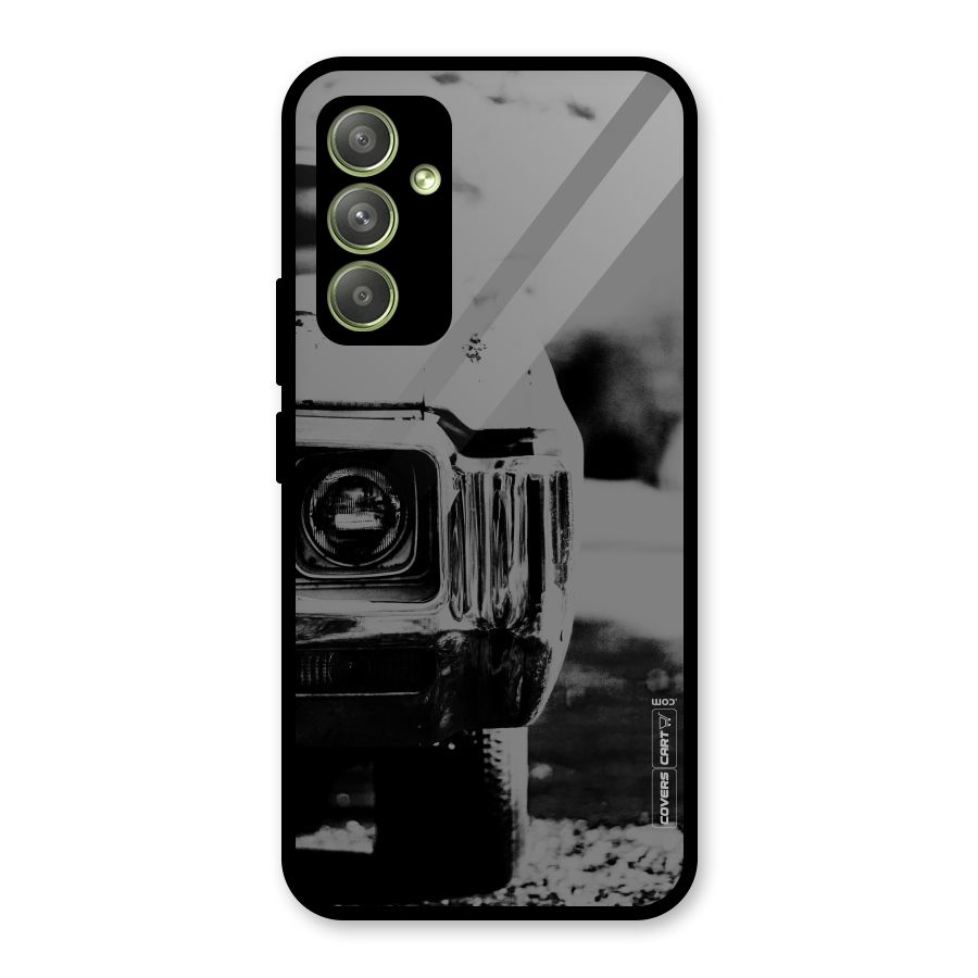Vintage Car Black and White Glass Back Case for Galaxy A54