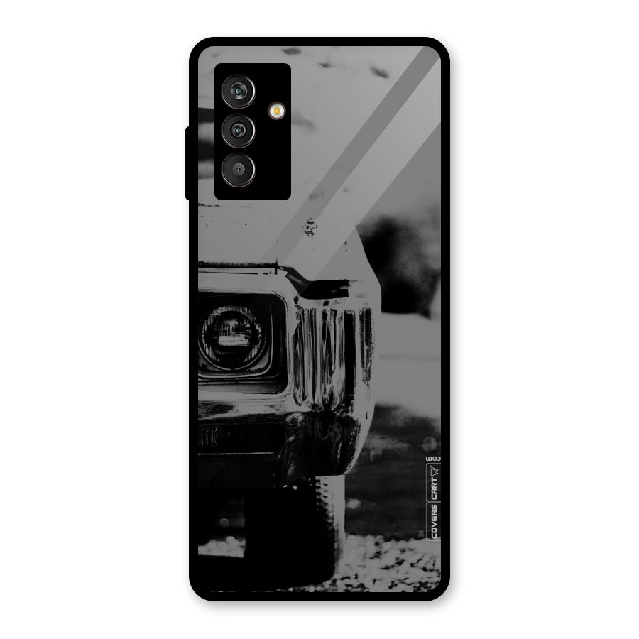 Vintage Car Black and White Glass Back Case for Galaxy M13