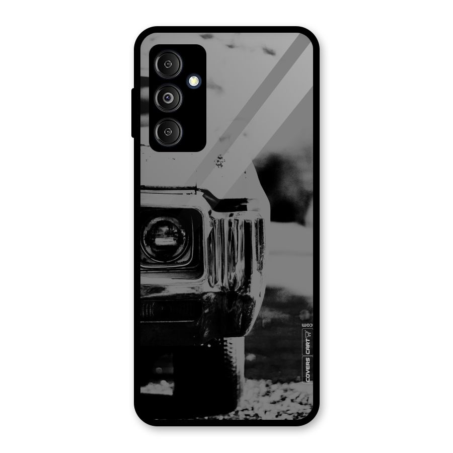 Vintage Car Black and White Glass Back Case for Galaxy M14 5G