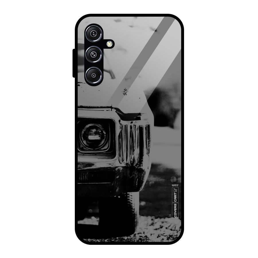Vintage Car Black and White Glass Back Case for Galaxy M34 5G