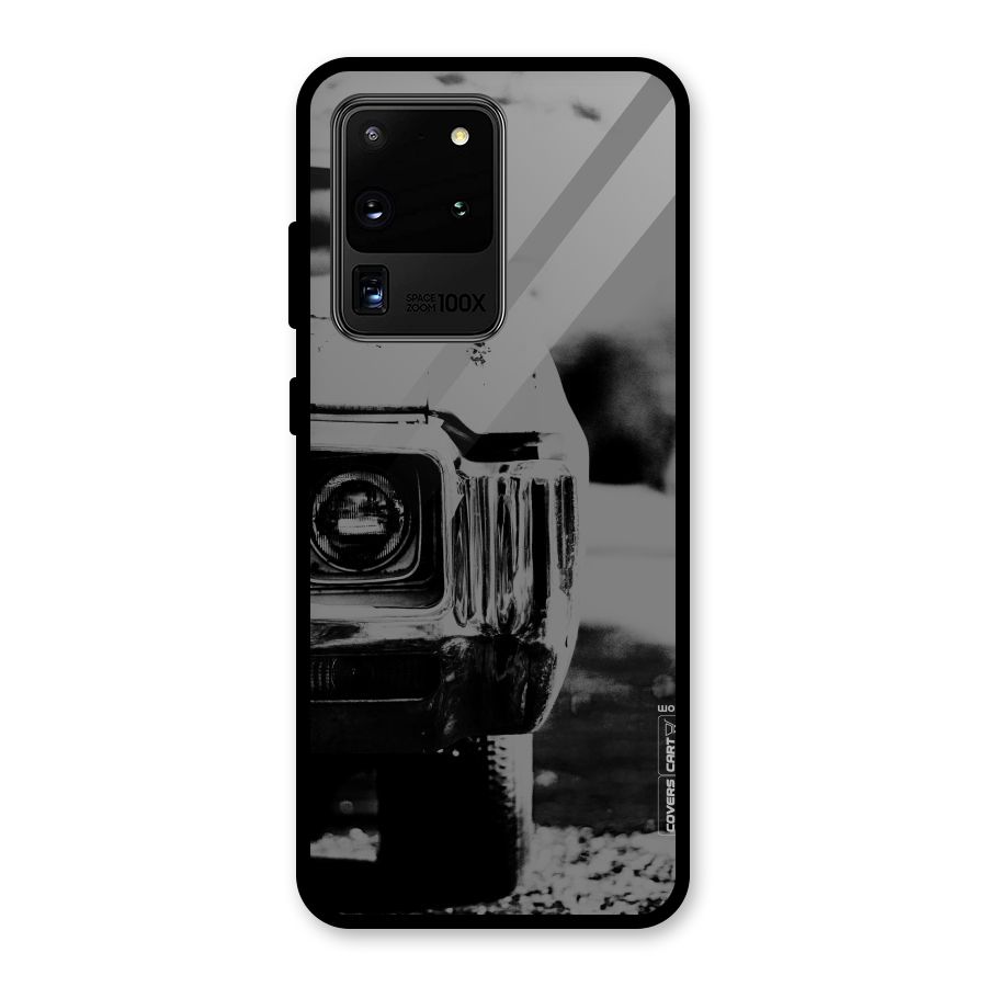 Vintage Car Black and White Glass Back Case for Galaxy S20 Ultra