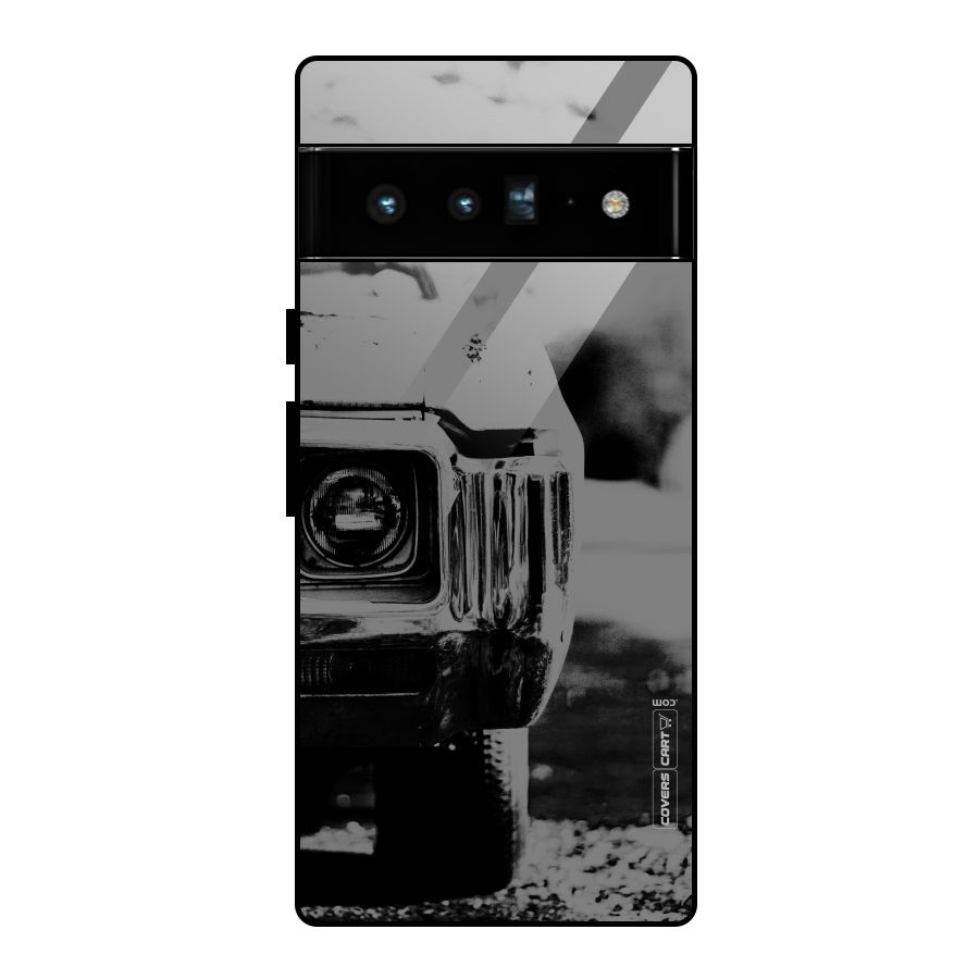 Vintage Car Black and White Glass Back Case for Google Pixel 6 Pro