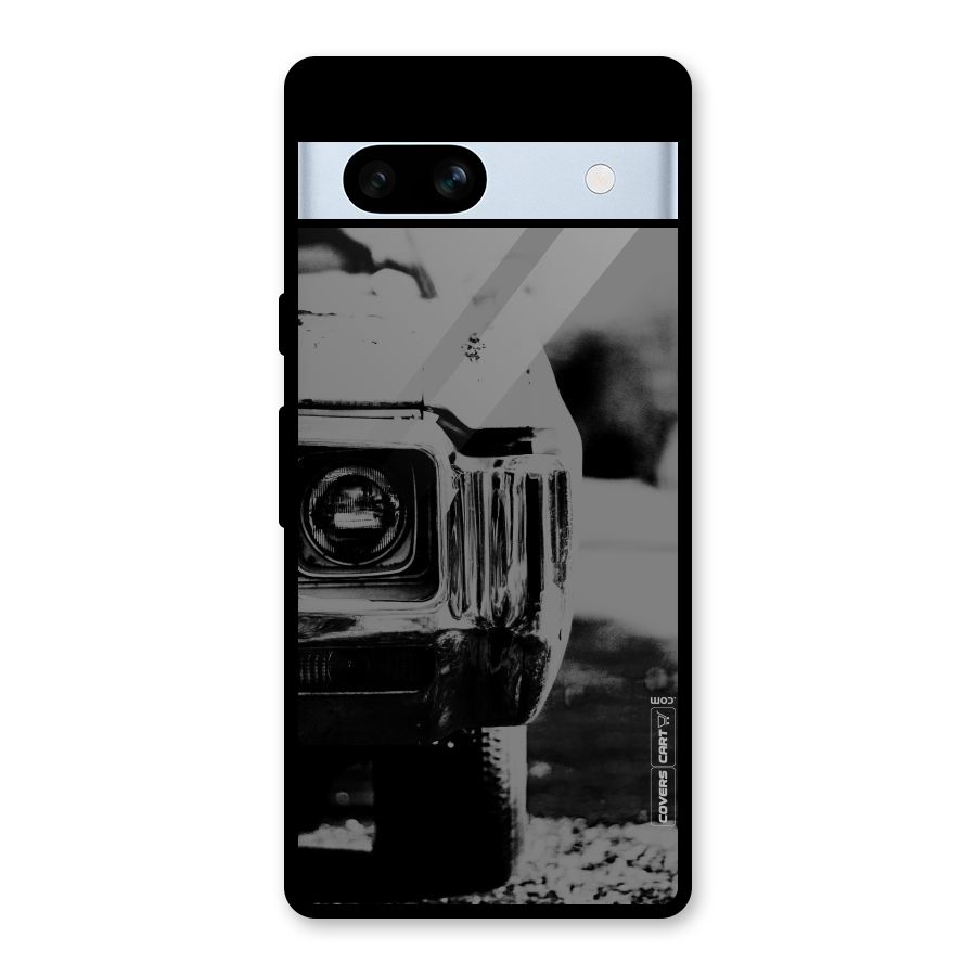 Vintage Car Black and White Glass Back Case for Google Pixel 7a