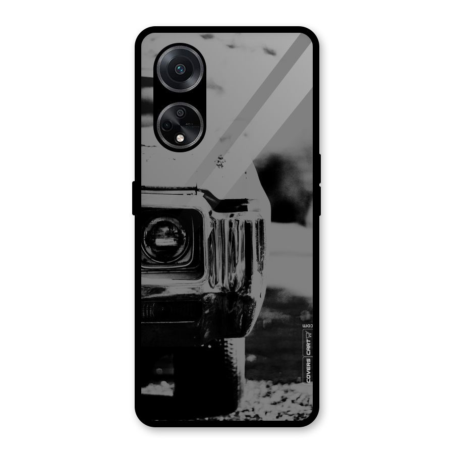 Vintage Car Black and White Glass Back Case for Oppo F23