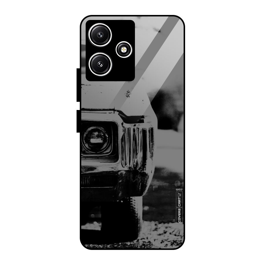Vintage Car Black and White Glass Back Case for Redmi 12 5G