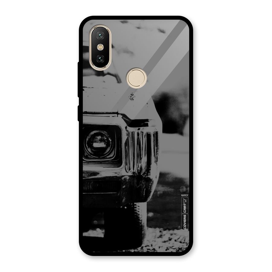 Vintage Car Black and White Glass Back Case for Redmi A1