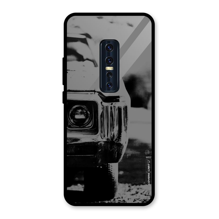 Vintage Car Black and White Glass Back Case for Vivo V17 Pro