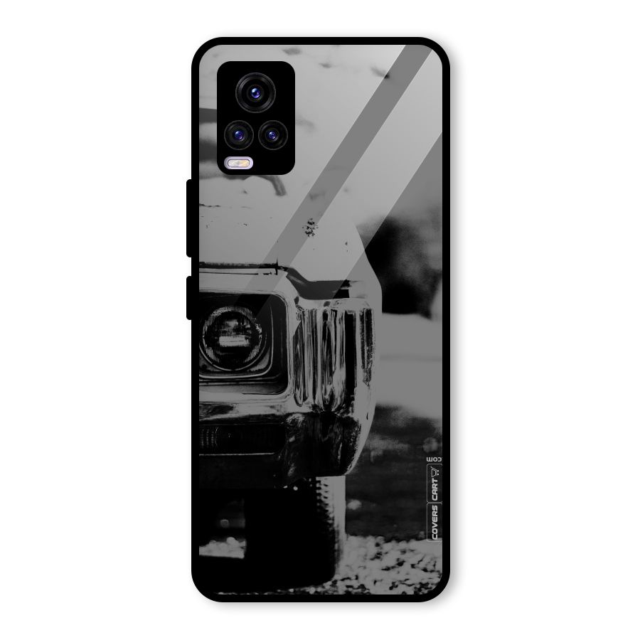 Vintage Car Black and White Glass Back Case for Vivo V20 2021