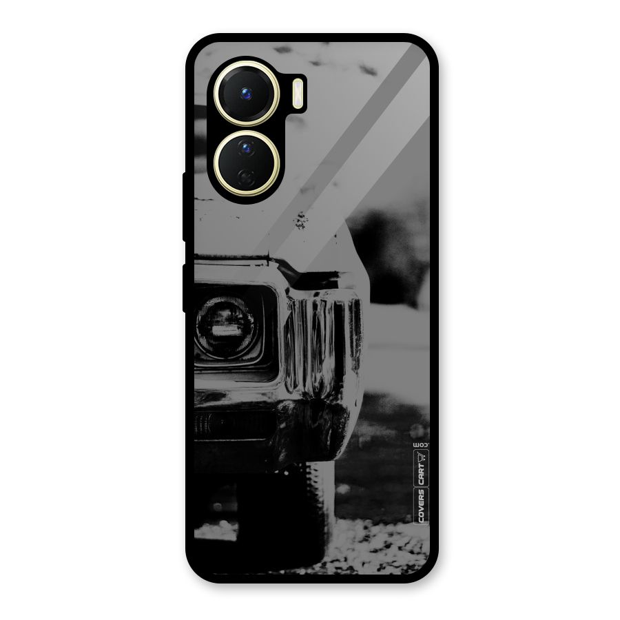 Vintage Car Black and White Glass Back Case for Vivo Y56