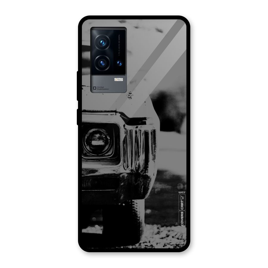 Vintage Car Black and White Glass Back Case for iQOO 9 5G