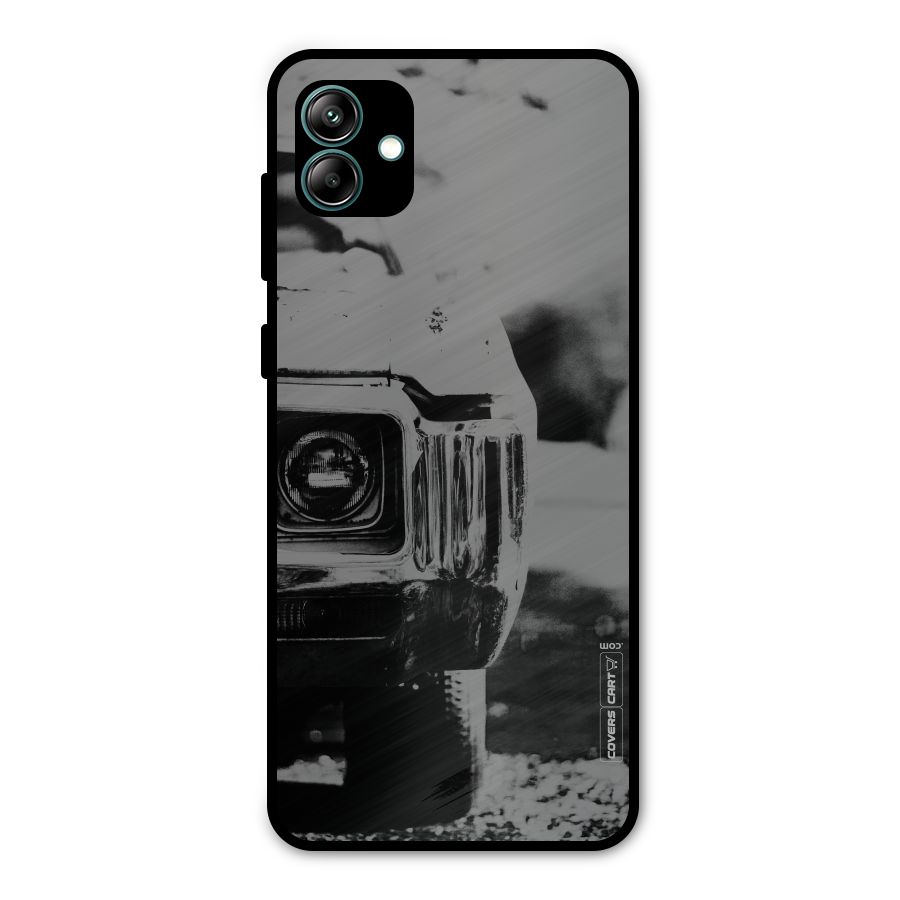 Vintage Car Black and White Metal Back Case for Galaxy A04