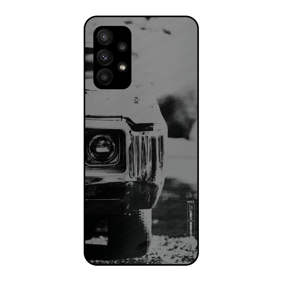 Vintage Car Black and White Metal Back Case for Galaxy A23