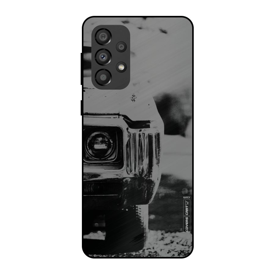 Vintage Car Black and White Metal Back Case for Galaxy A33 5G