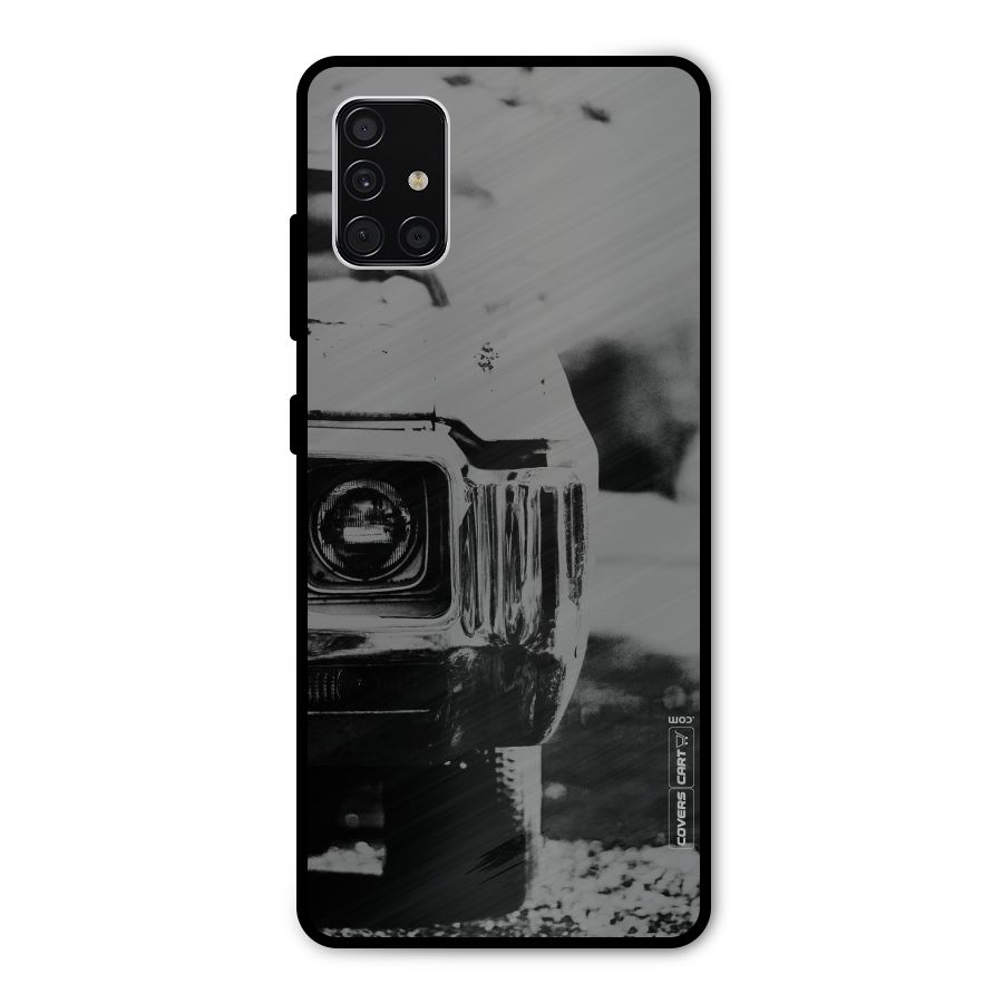 Vintage Car Black and White Metal Back Case for Galaxy A51