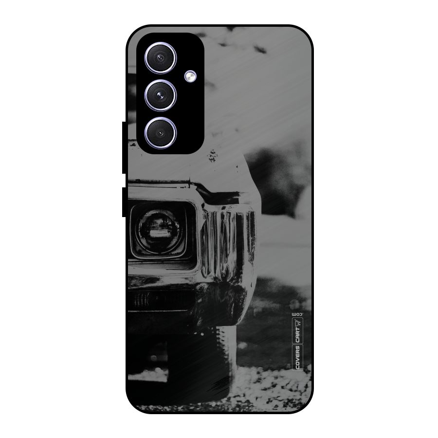Vintage Car Black and White Metal Back Case for Galaxy A54