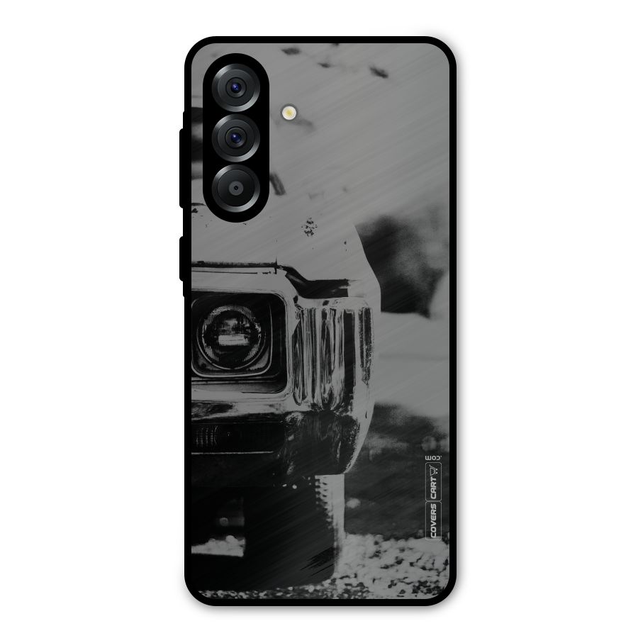 Vintage Car Black and White Metal Back Case for Galaxy A56