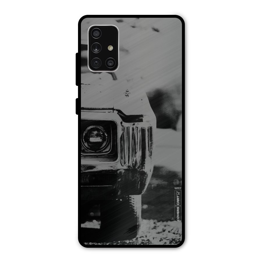 Vintage Car Black and White Metal Back Case for Galaxy A71