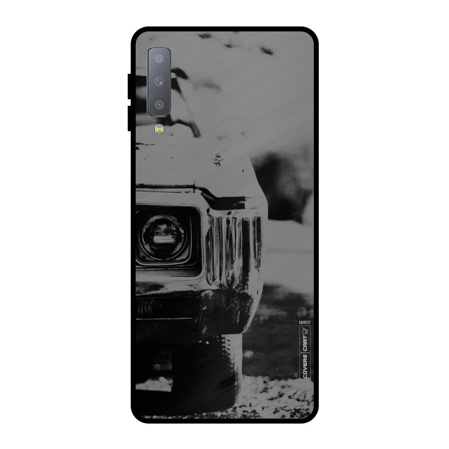 Vintage Car Black and White Metal Back Case for Galaxy A7 (2018)