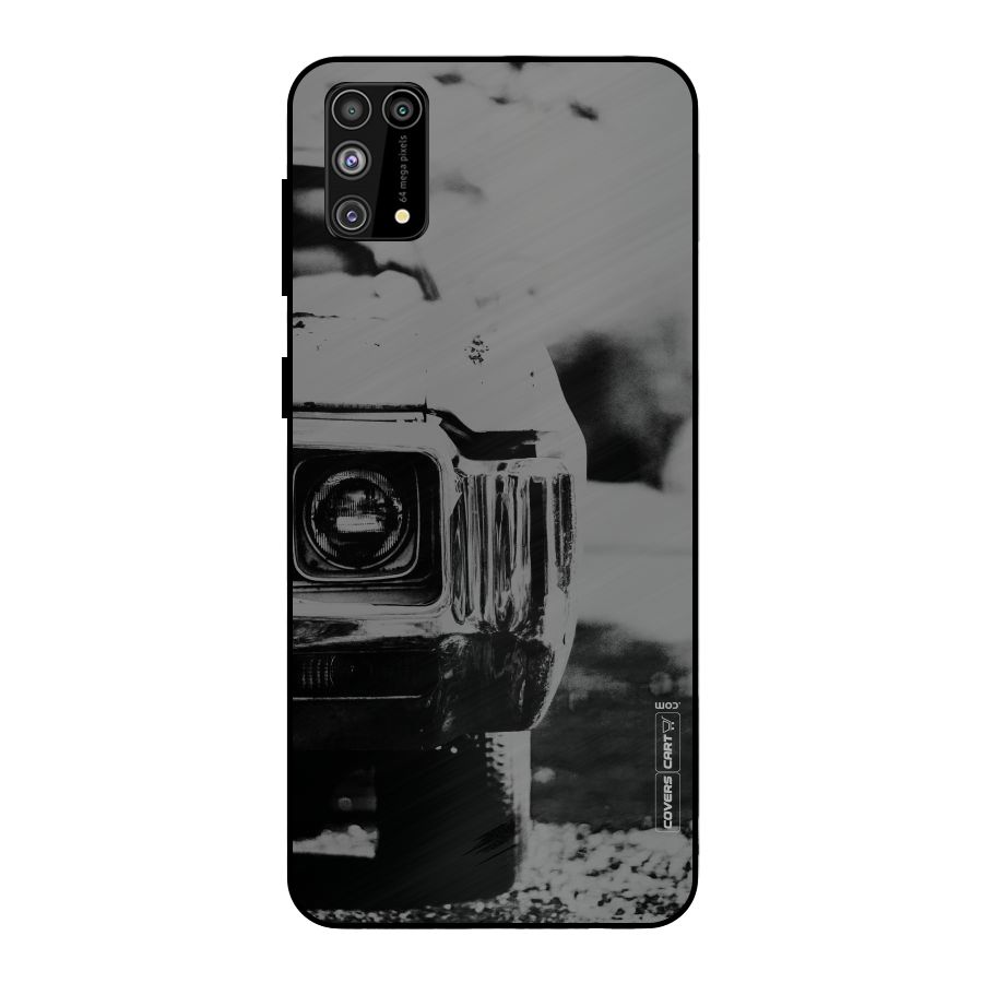 Vintage Car Black and White Metal Back Case for Galaxy M31