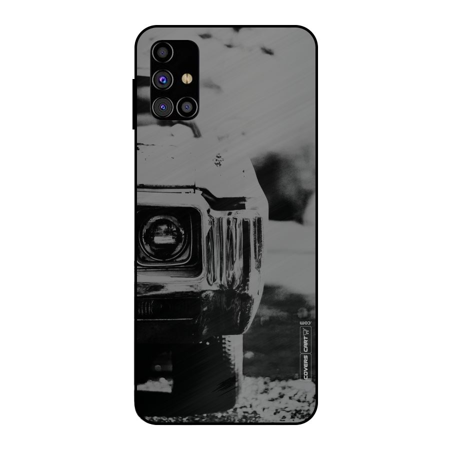 Vintage Car Black and White Metal Back Case for Galaxy M31s