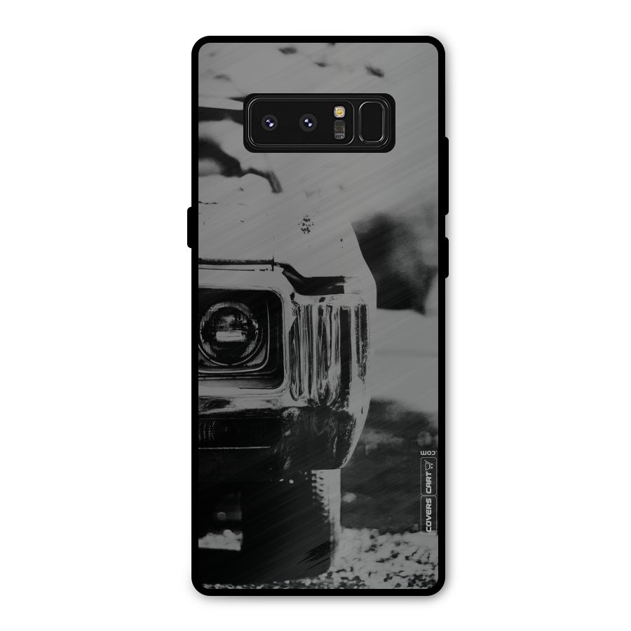 Vintage Car Black and White Metal Back Case for Galaxy Note 8