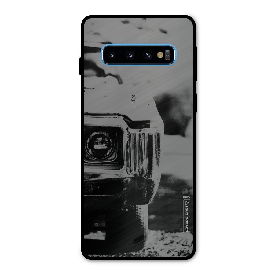 Vintage Car Black and White Metal Back Case for Galaxy S10