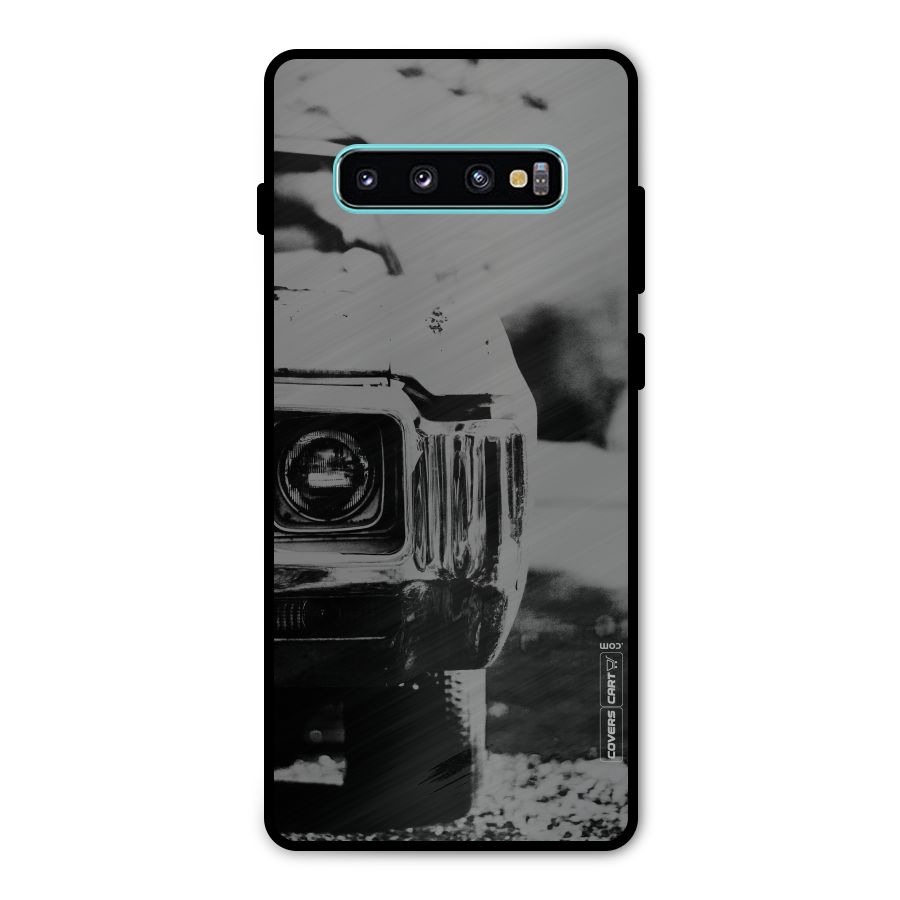 Vintage Car Black and White Metal Back Case for Galaxy S10 Plus