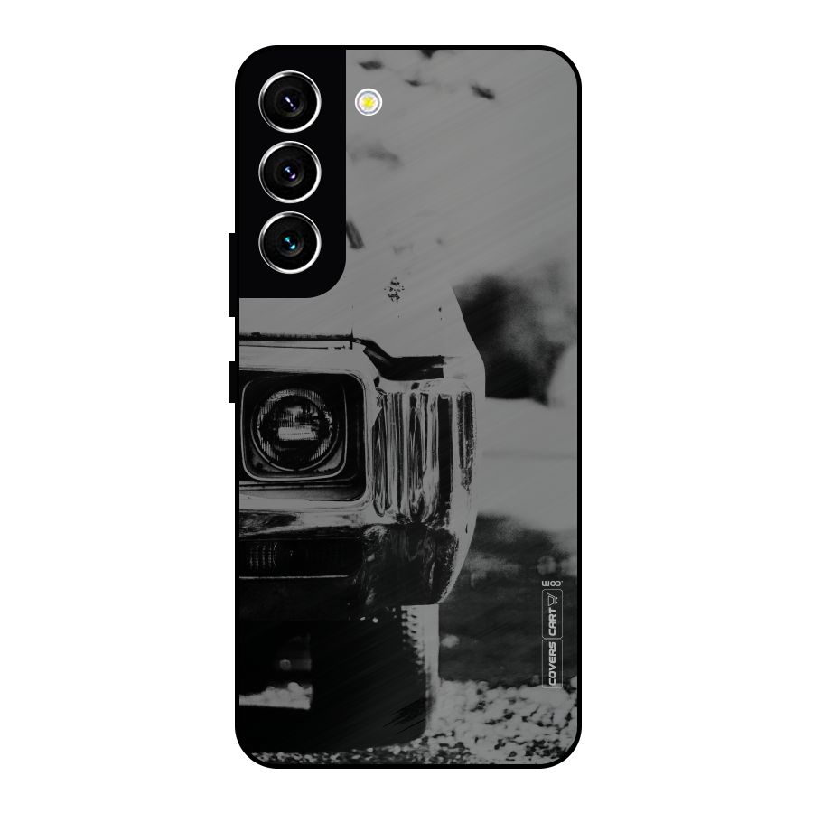 Vintage Car Black and White Metal Back Case for Galaxy S22 5G