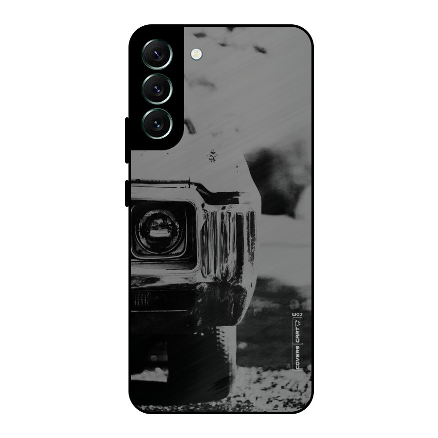 Vintage Car Black and White Metal Back Case for Galaxy S22 Plus 5G