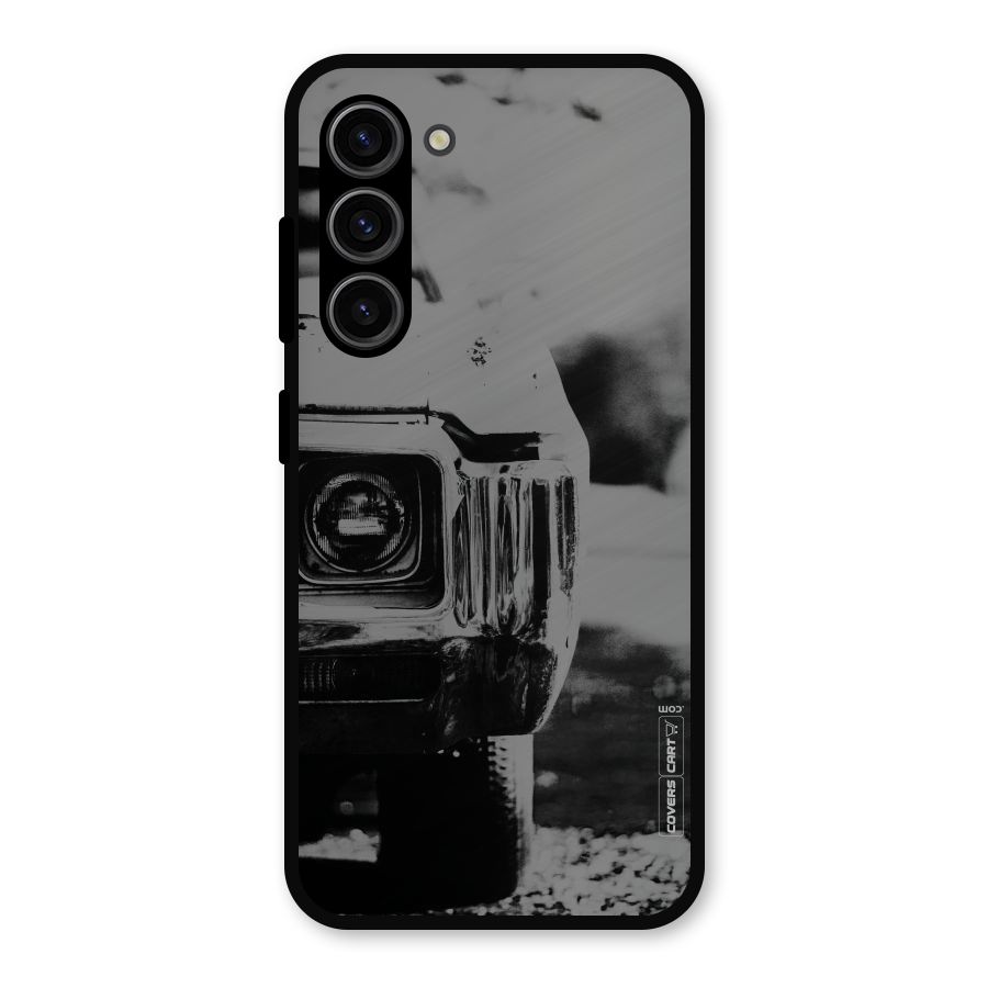Vintage Car Black and White Metal Back Case for Galaxy S23