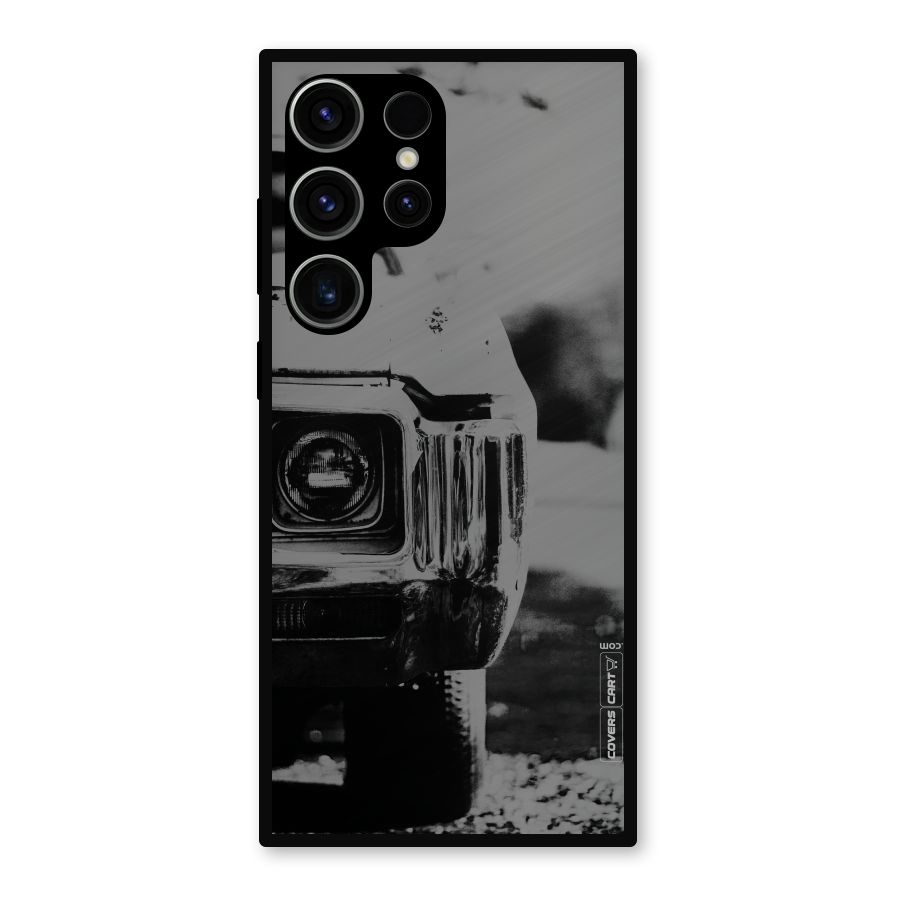 Vintage Car Black and White Metal Back Case for Galaxy S23 Ultra