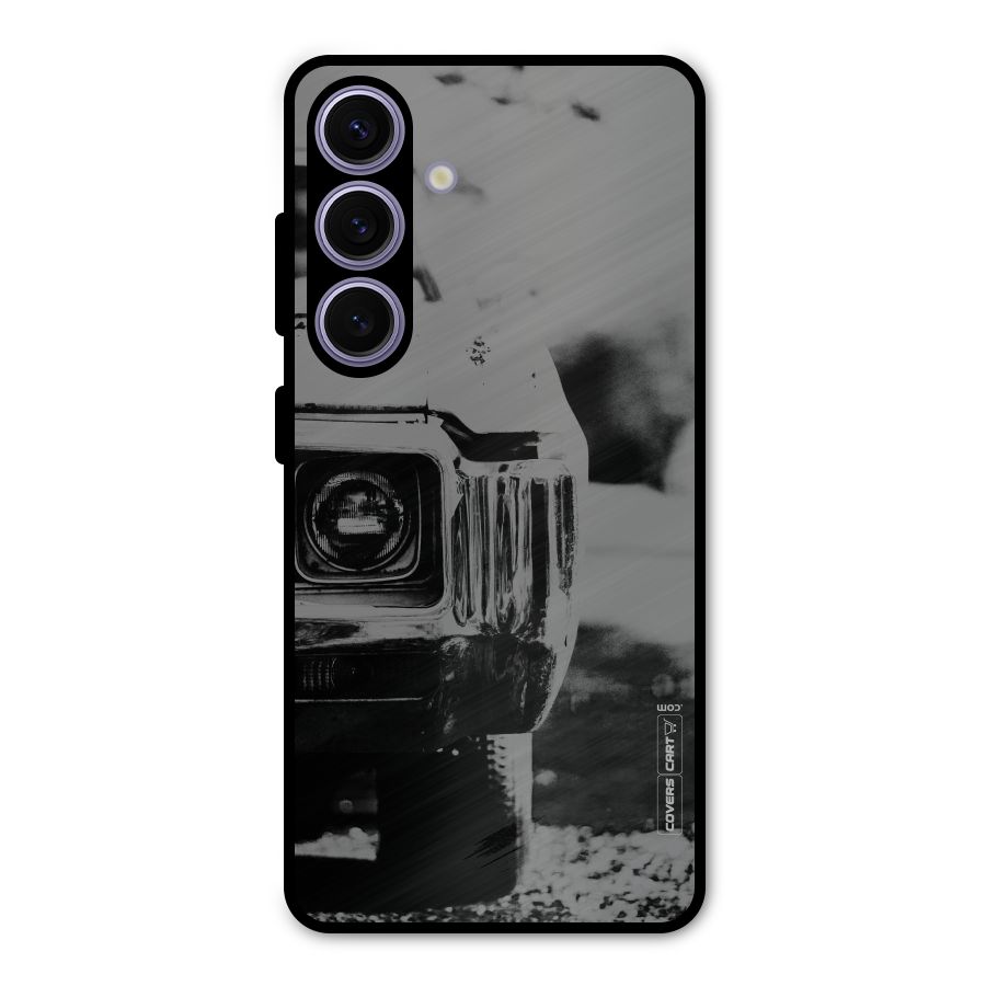 Vintage Car Black and White Metal Back Case for Galaxy S24