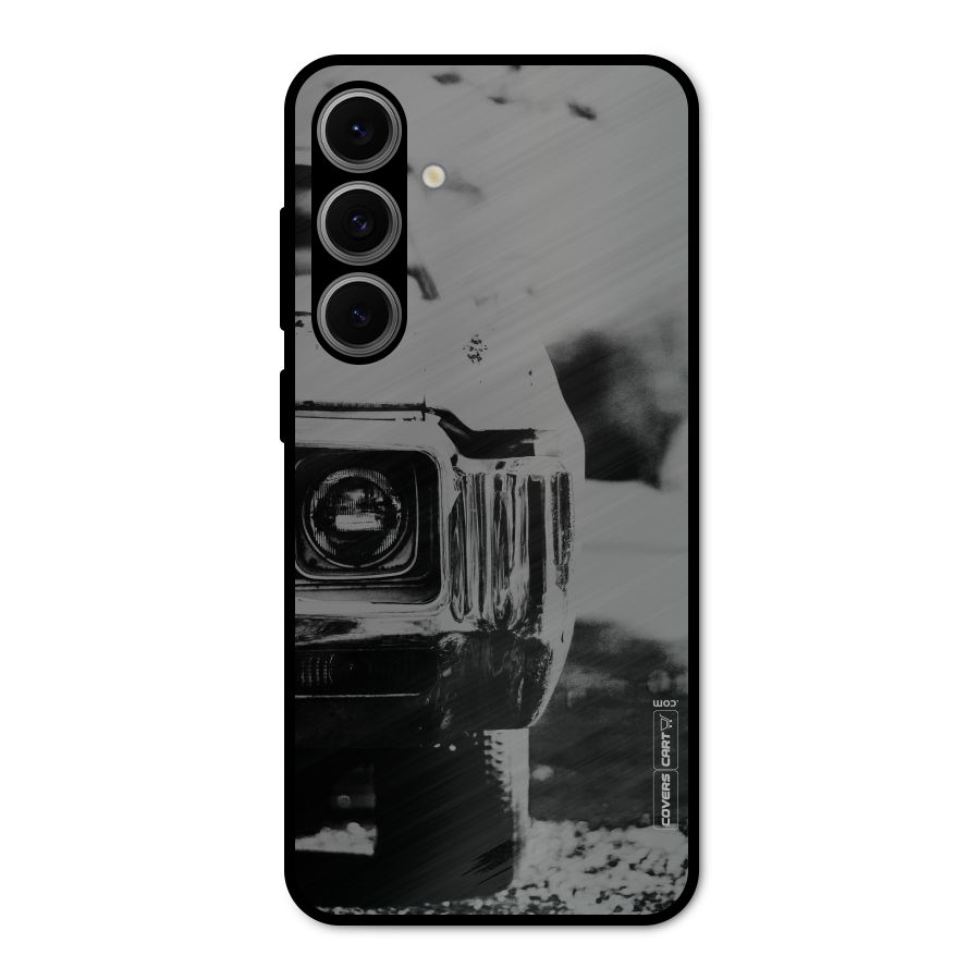 Vintage Car Black and White Metal Back Case for Galaxy S24 FE