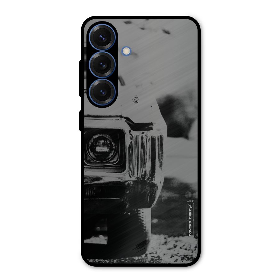 Vintage Car Black and White Metal Back Case for Galaxy S25