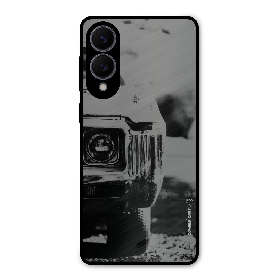 Vintage Car Black and White Metal Back Case for Galaxy S25 Edge