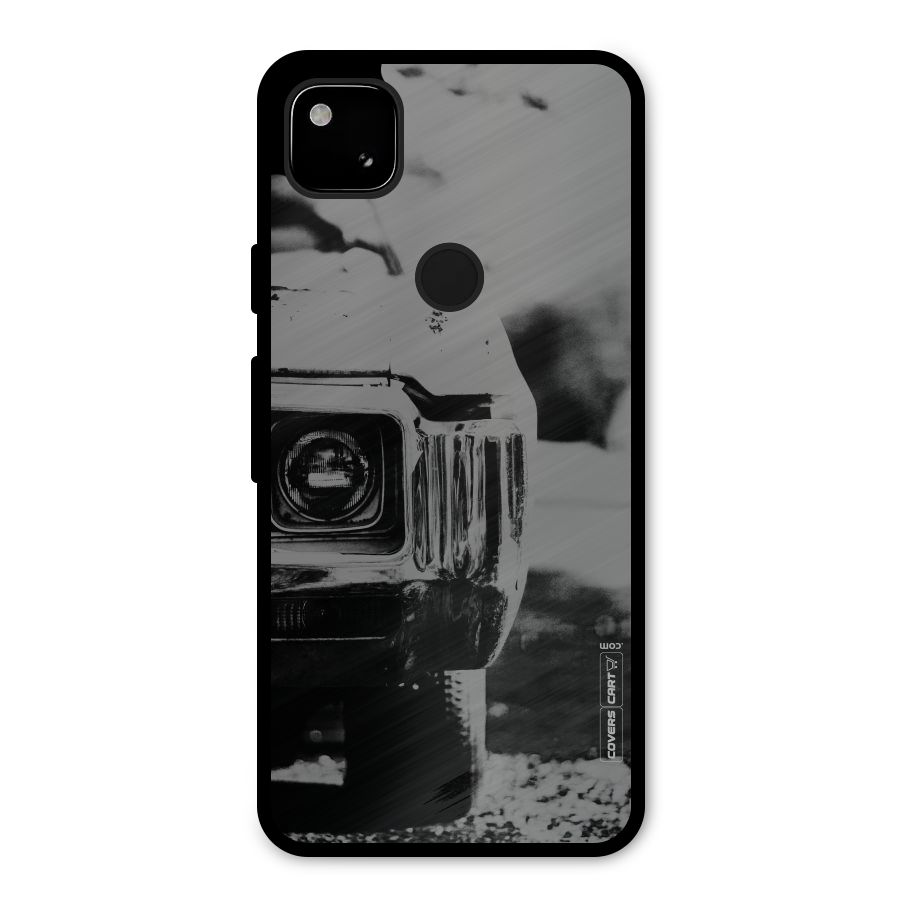 Vintage Car Black and White Metal Back Case for Google Pixel 4a