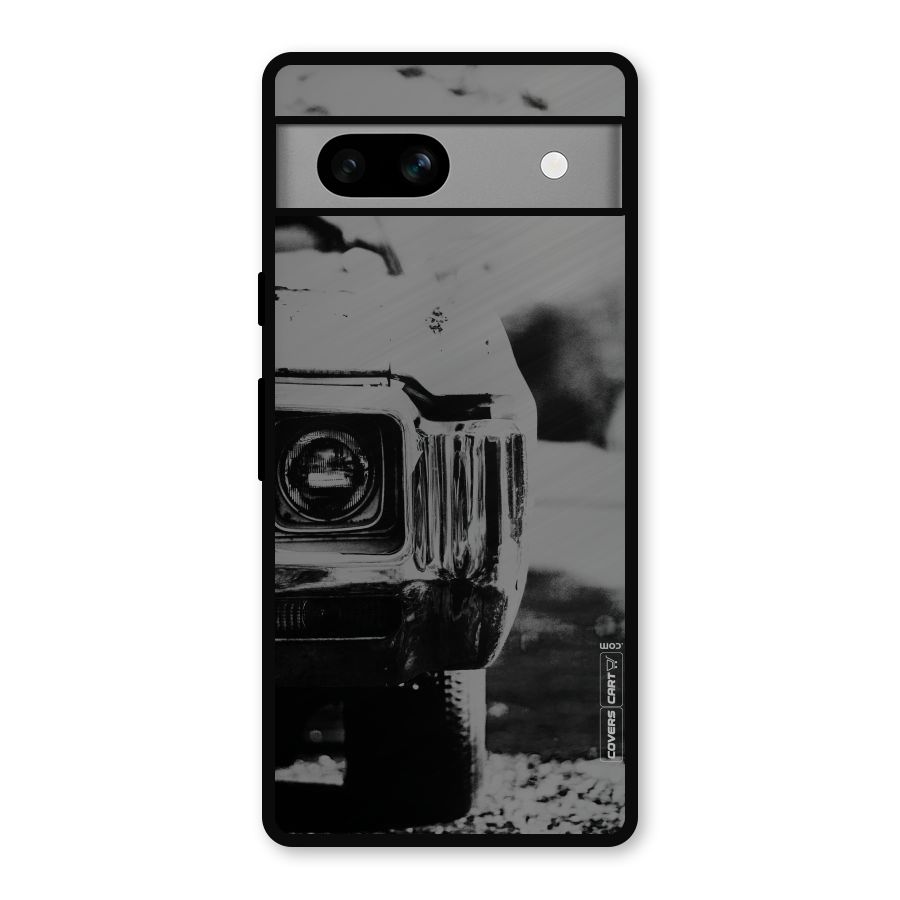 Vintage Car Black and White Metal Back Case for Google Pixel 7a