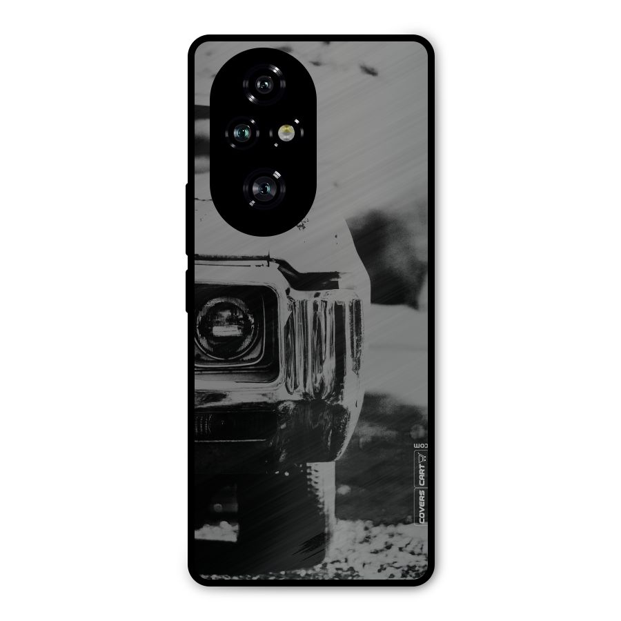 Vintage Car Black and White Metal Back Case for Honor 200 Pro