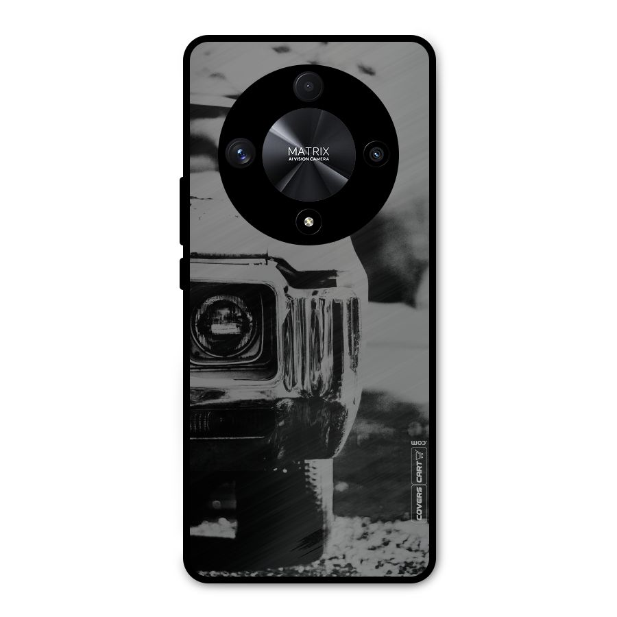Vintage Car Black and White Metal Back Case for Honor X9b