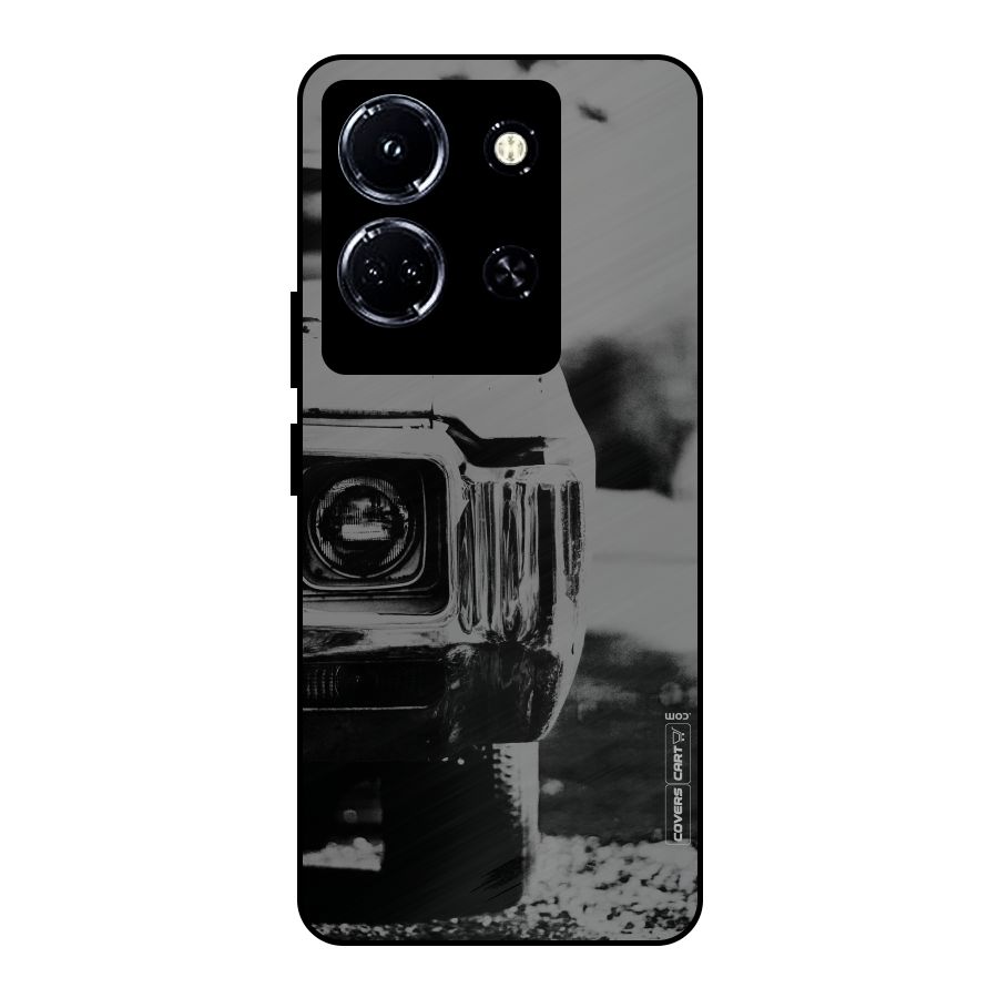 Vintage Car Black and White Metal Back Case for Infinix Note 30 5G
