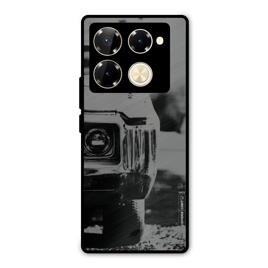 Vintage Car Black and White Metal Back Case for Infinix Note 40 Pro Plus