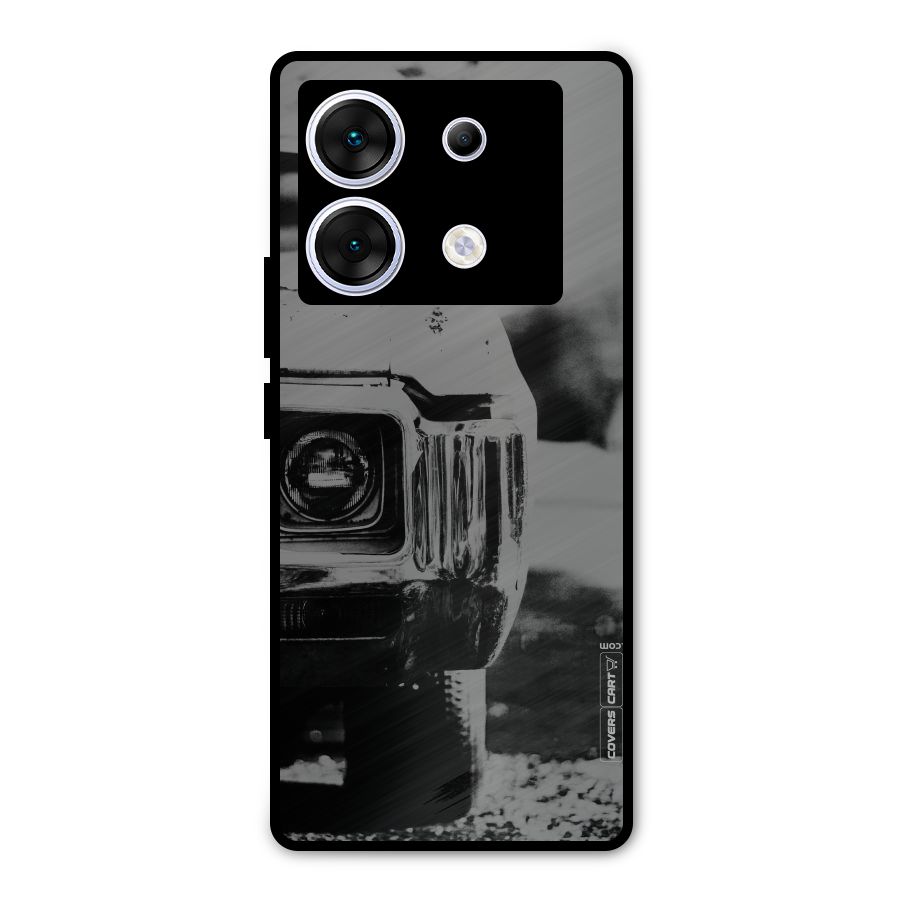 Vintage Car Black and White Metal Back Case for Infinix Zero 30 5G