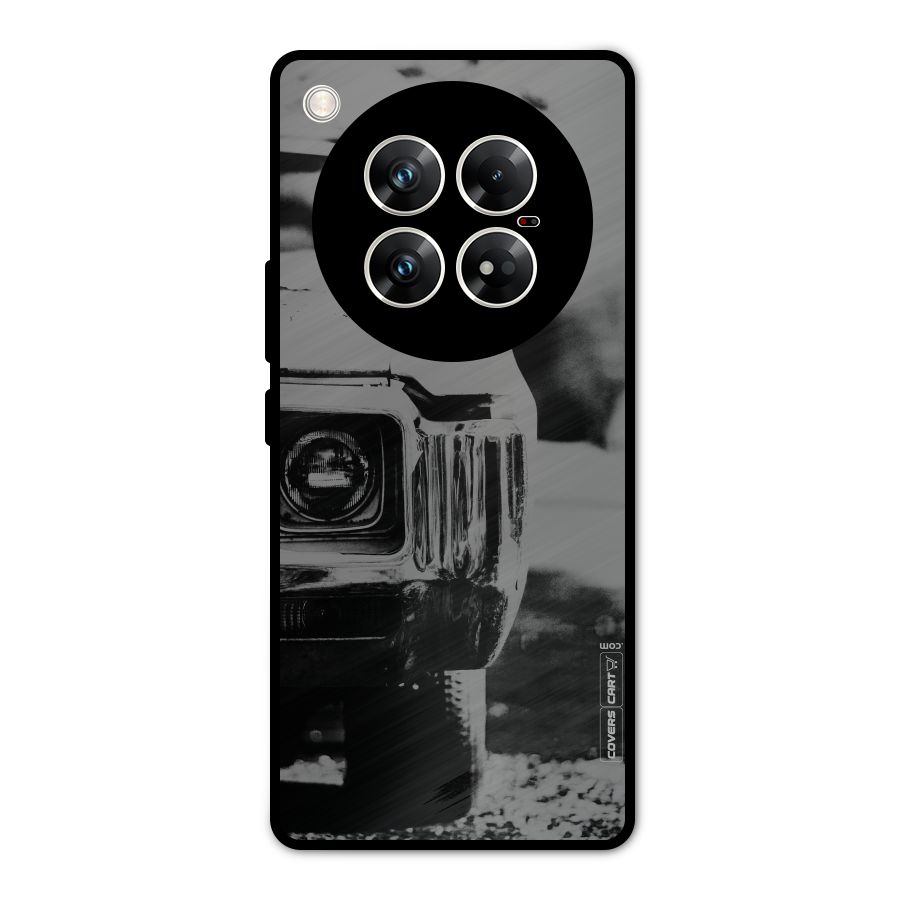 Vintage Car Black and White Metal Back Case for Infinix Zero 40 5G