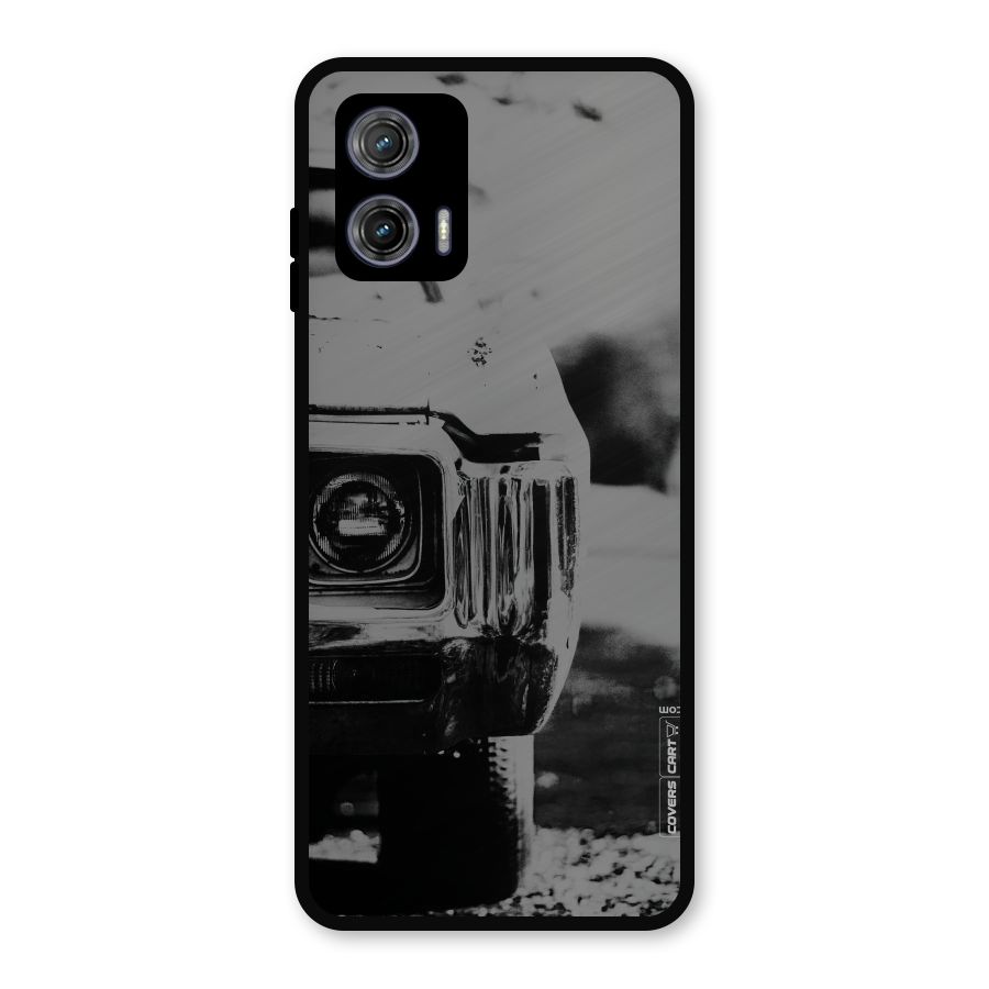 Vintage Car Black and White Metal Back Case for Moto G73