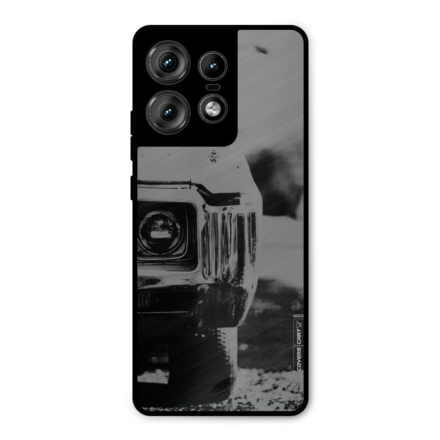 Vintage Car Black and White Metal Back Case for Motorola Edge 50 Pro