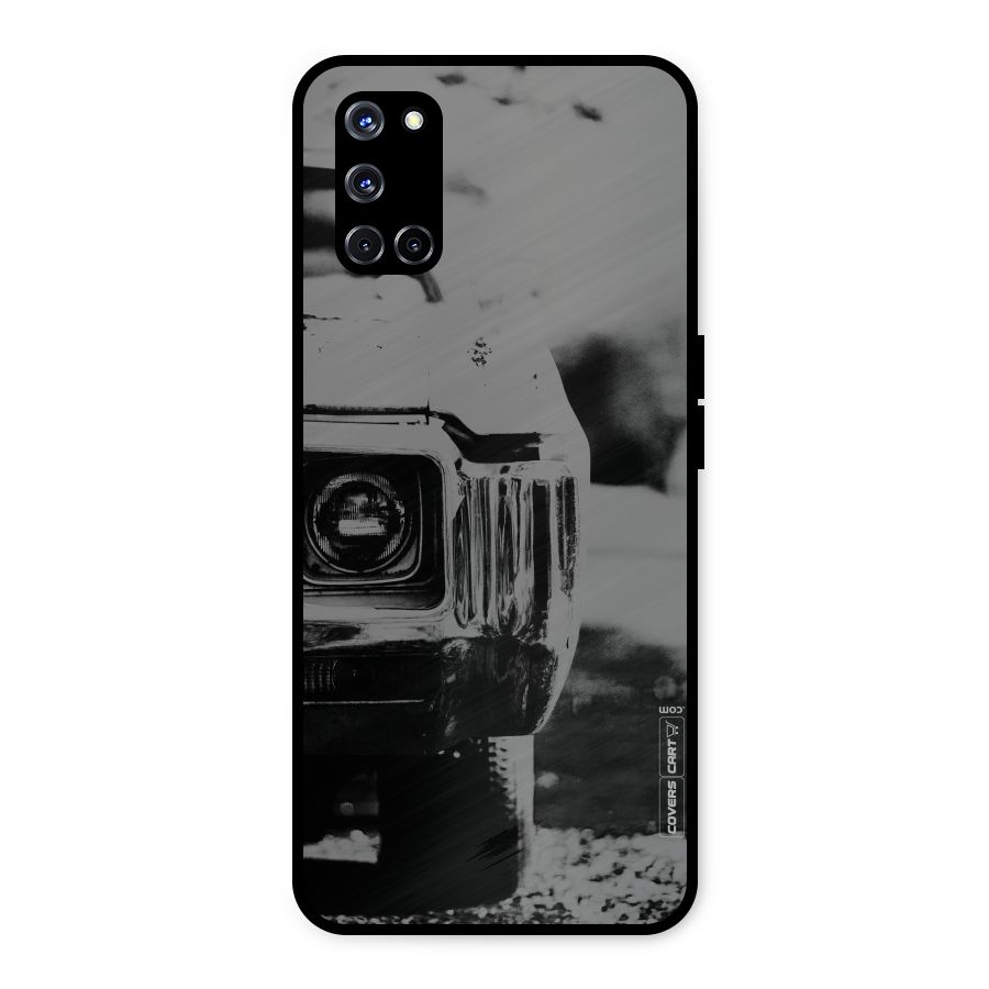 Vintage Car Black and White Metal Back Case for Oppo A52