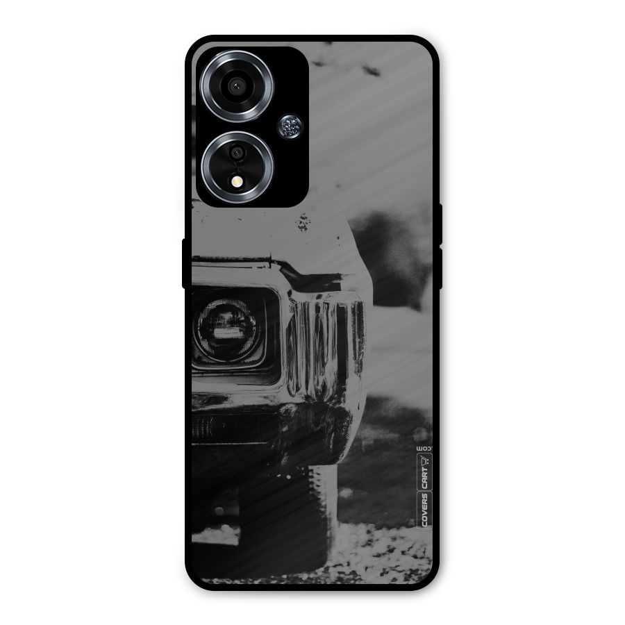 Vintage Car Black and White Metal Back Case for Oppo A59