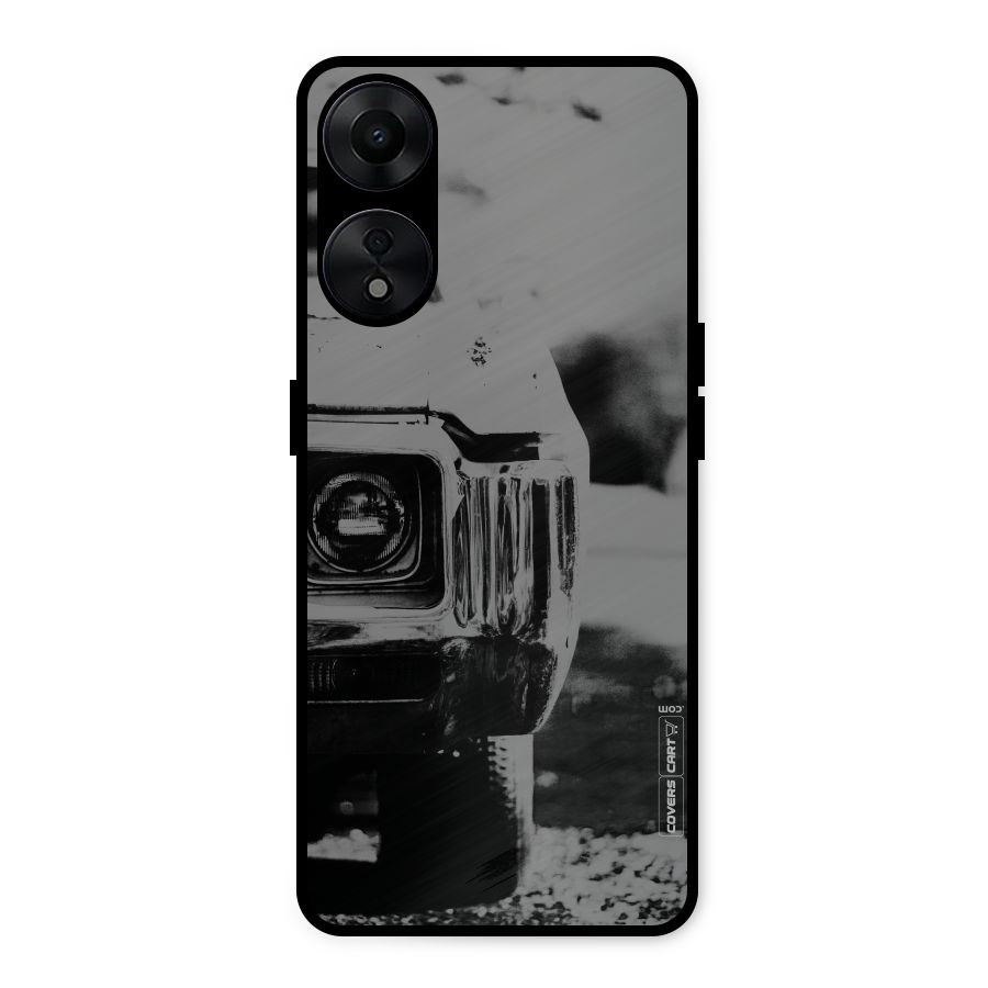 Vintage Car Black and White Metal Back Case for Oppo A78 5G