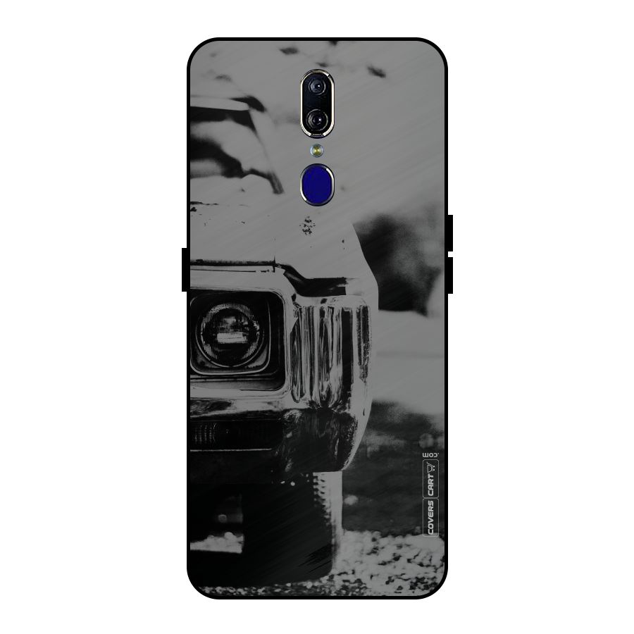 Vintage Car Black and White Metal Back Case for Oppo F11